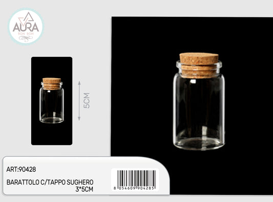 barattolo in vetro con tappo sughero 3x5cm