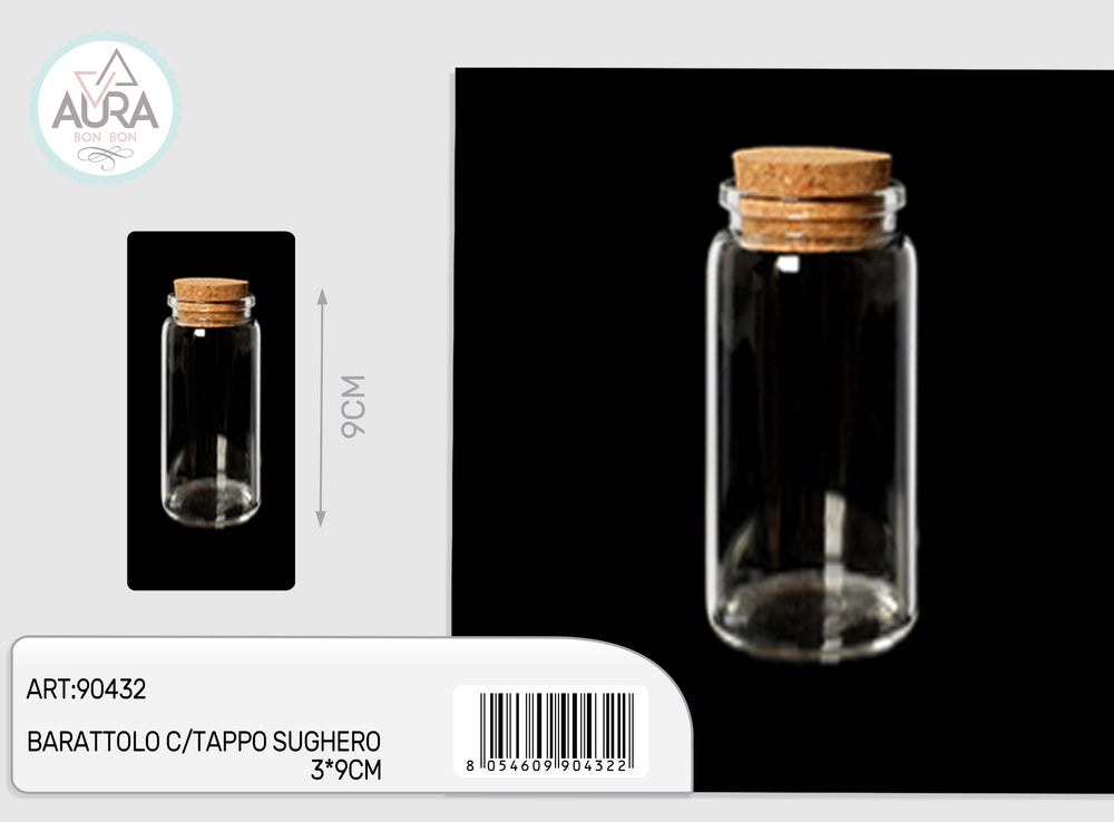3x9cm glass jar with cork stopper