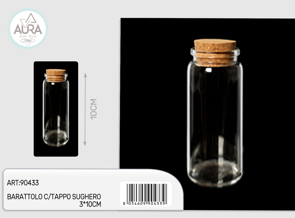 3x10cm glass jar with cork stopper