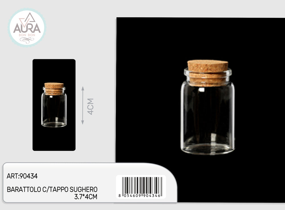 3x4cm glass jar with cork stopper