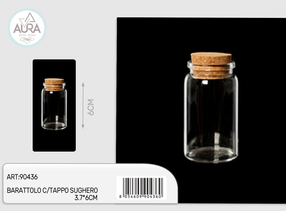 3x6cm glass jar with cork stopper
