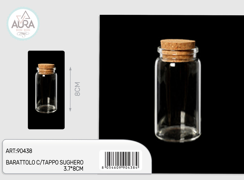 3x8cm glass jar with cork stopper