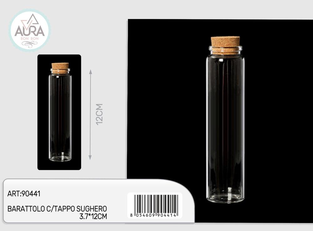 glass jar with cork stopper 3.7x12cm