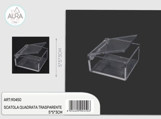 scatola quadrata trasparente 5x5x3cm