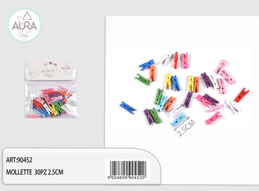 mollette 30pz 2,5cm multicolore