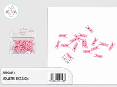 mollette 30pz 2,5cm rosa
