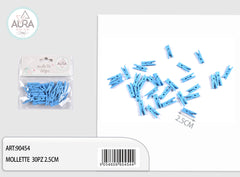 30pcs 2.5cm light blue clothes pegs