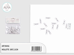 mollette 30pz 2,5cm bianco