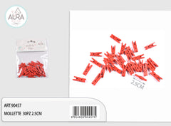 mollette 30pz 2,5cm rosso