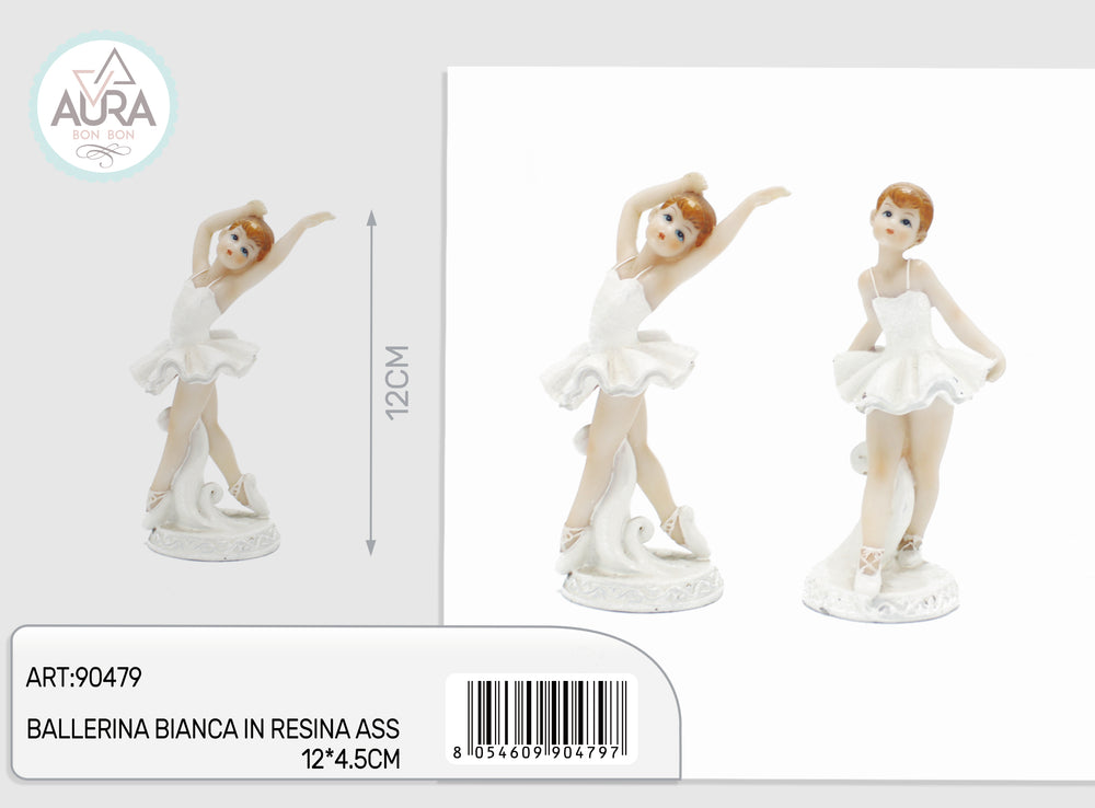 white resin ballerina assorted 12x4.5cm