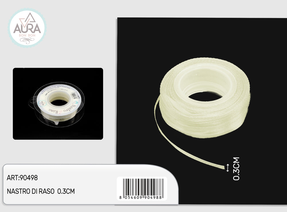 Nastro di raso 0,3cmx50y avorio