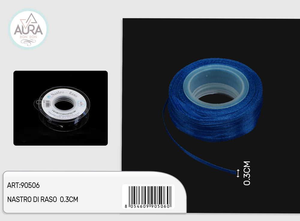 nastro di raso 0,3cmx50y blu