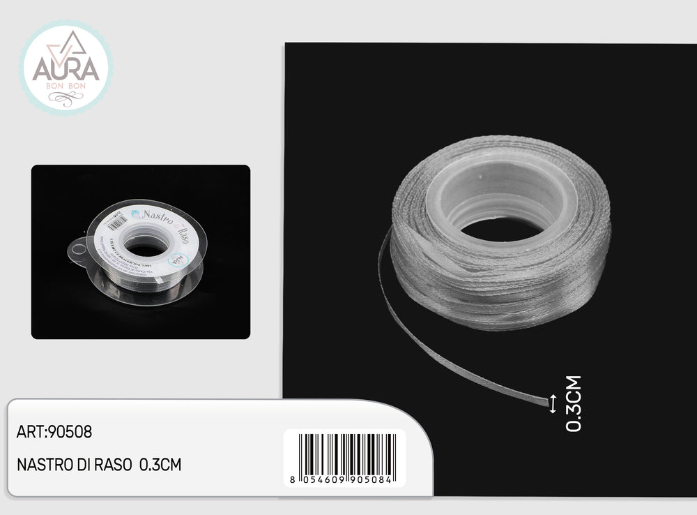 nastro di raso 0,3cmx50y grigio