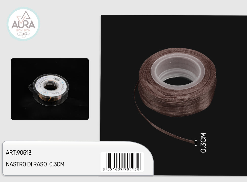 nastro di raso 0,3cmx50y marrone