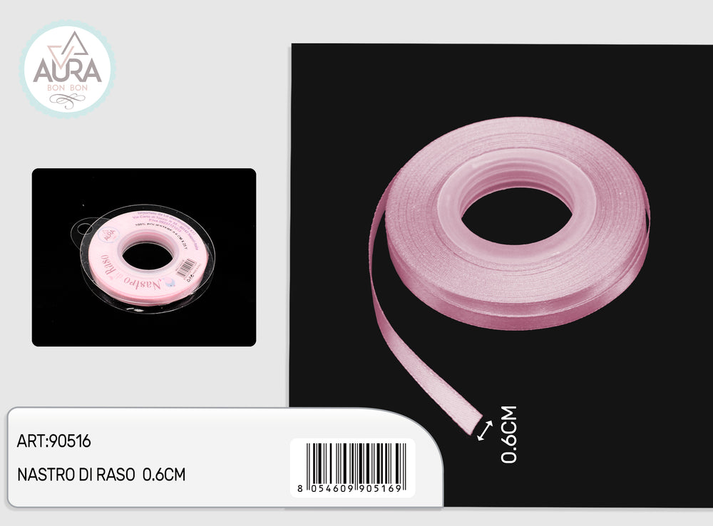 nastro di raso 0,6cmx25y rosa
