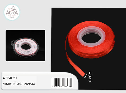 nastro di raso 0,6cm*25y rosso