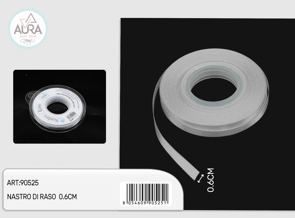 nastro di raso 0,6cmx25y grigio