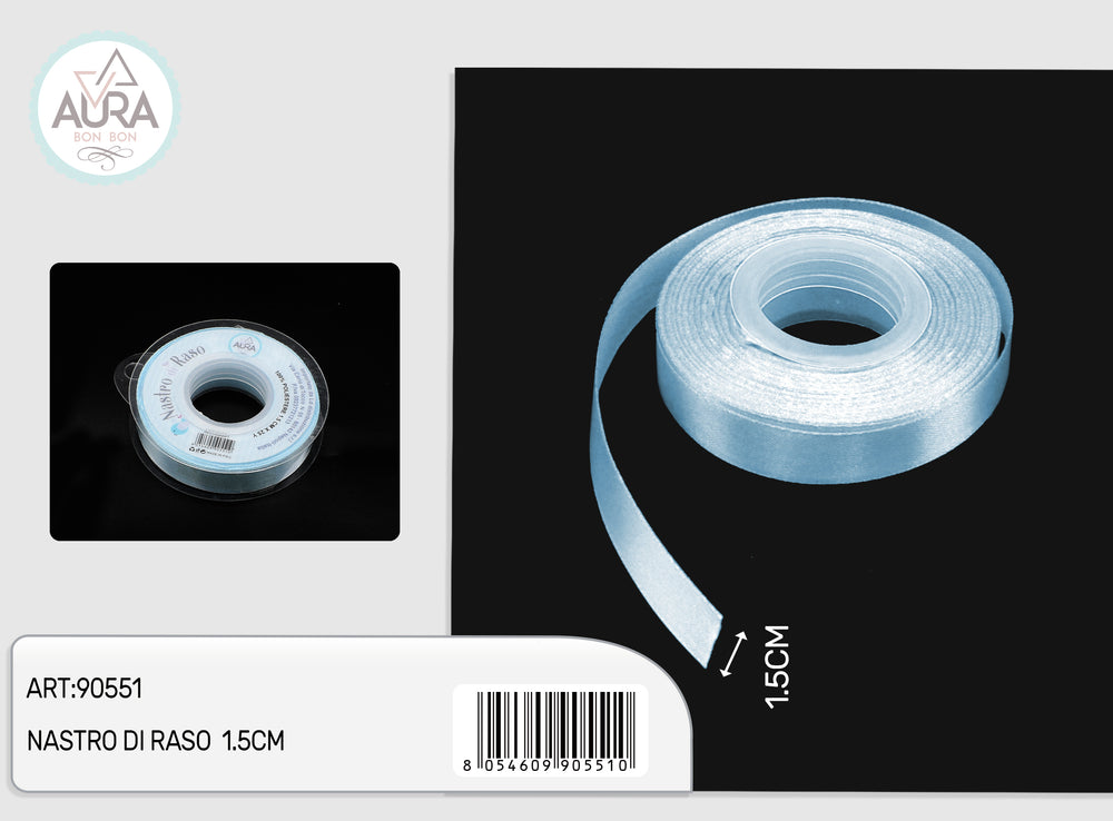 Nastro di raso 1,5cmx25y azzurro