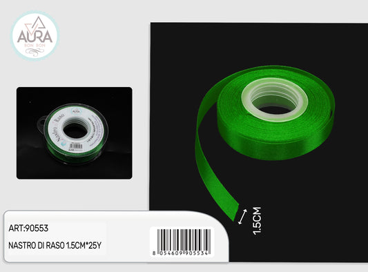 nastro di raso 1,5cmx25y verde scuro