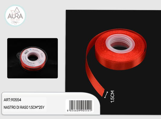 nastro di raso 1,5cmx25y rosso
