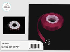 1.5cm x 25y burgundy satin ribbon