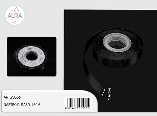 nastro di raso 1,5cmx25y nero