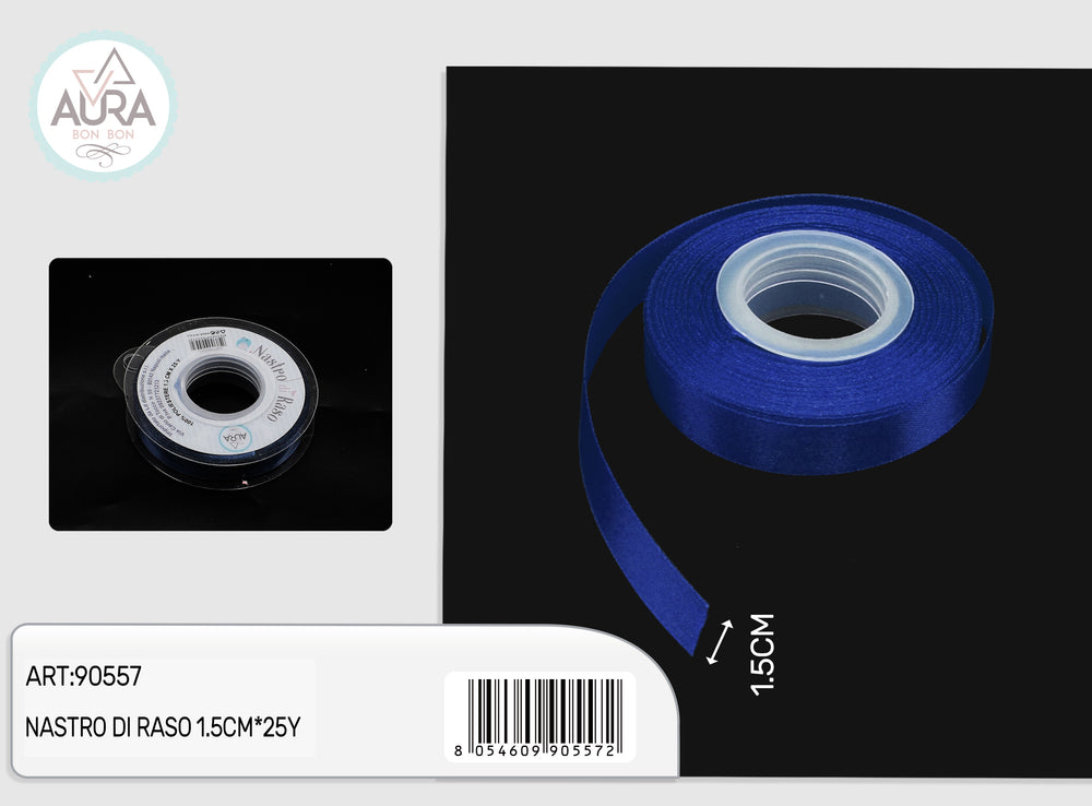 Nastro di raso 1,5cmx25y blu
