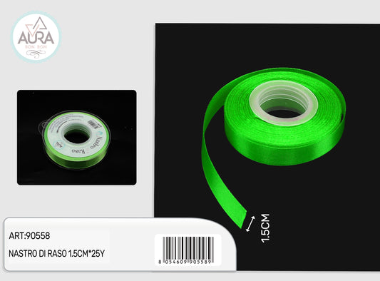nastro di raso 1,5cmx25y verde acido