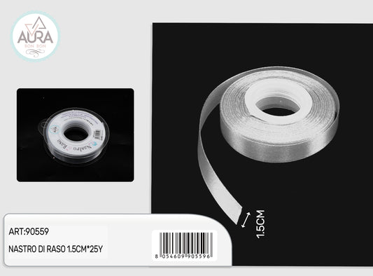 nastro di raso 1,5cmx25y argento