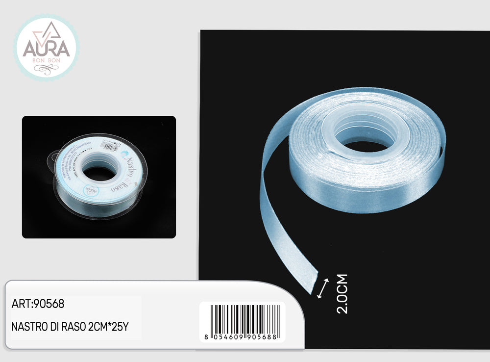 2.0cmx25y light blue satin ribbon