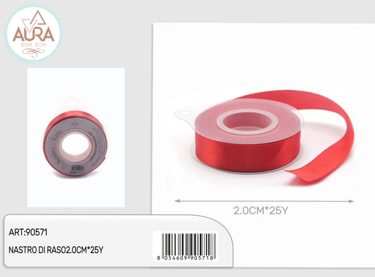 nastro di raso 2,0cmx25y rosso
