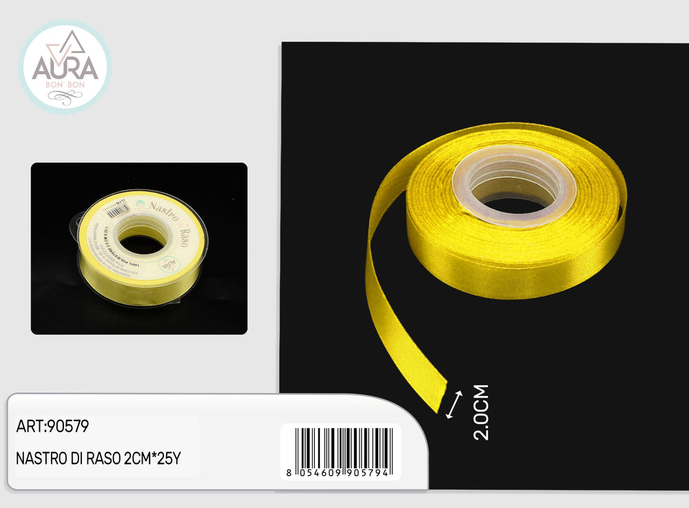 nastro di raso 2cm x 25y giallo