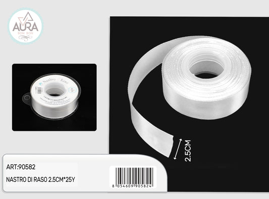 nastro di raso 2,5cmx25y bianco