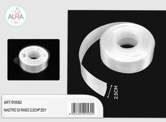 Nastro di raso 2,5cmx25y bianco