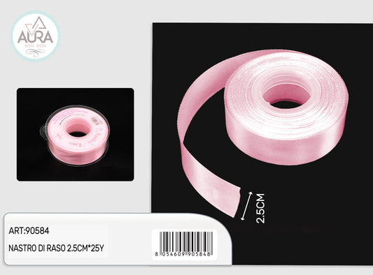 nastro di raso 2,5cmx25y rosa