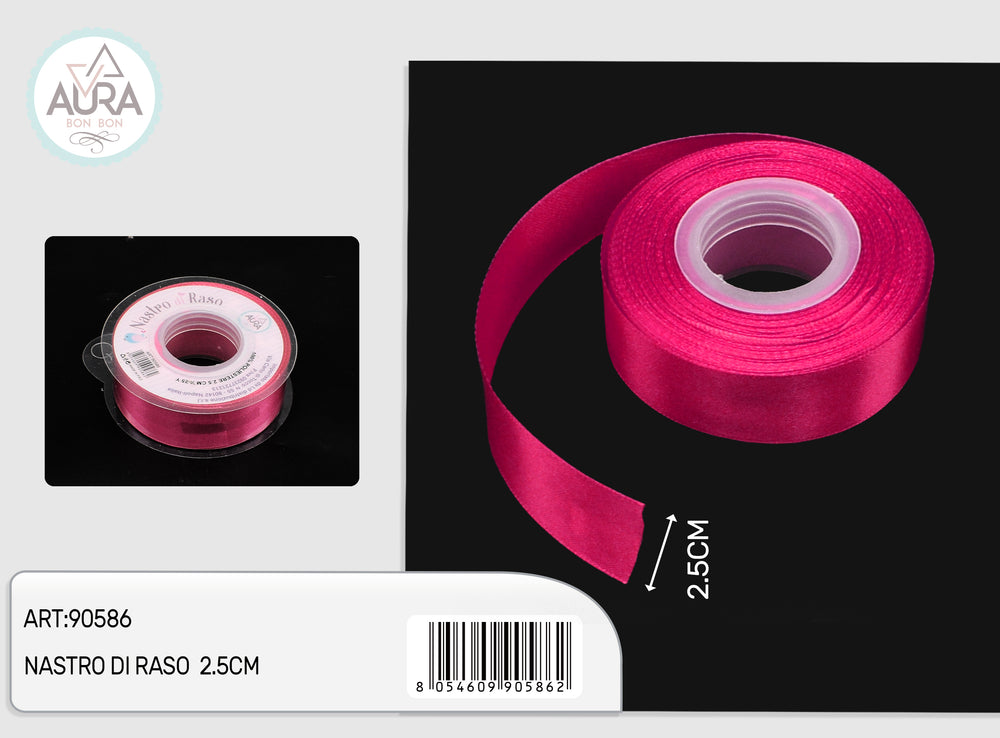 nastro di raso 2,5cmx25y fuxia