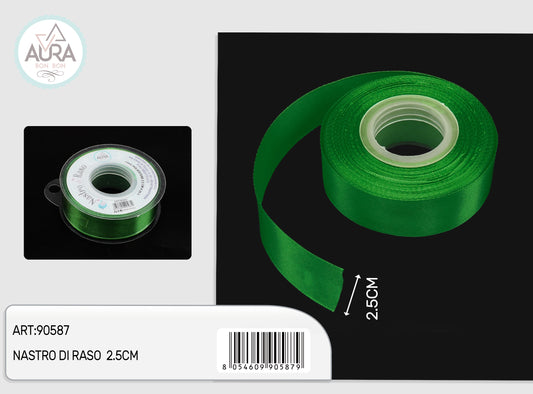 nastro di raso 2,5cmx25y verde scuro