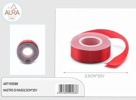 nastro di raso 2,5cmx25y rosso