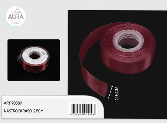 nastro di raso 2,5cmx25y bordeaux