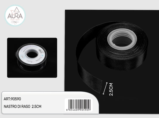nastro di raso 2,5cmx25y nero