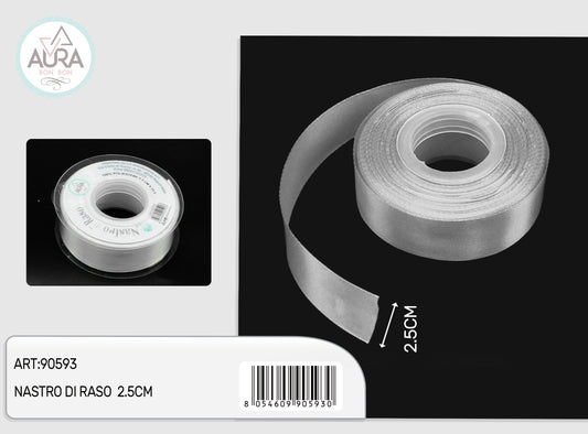 nastro di raso 2,5cmx25y grigio