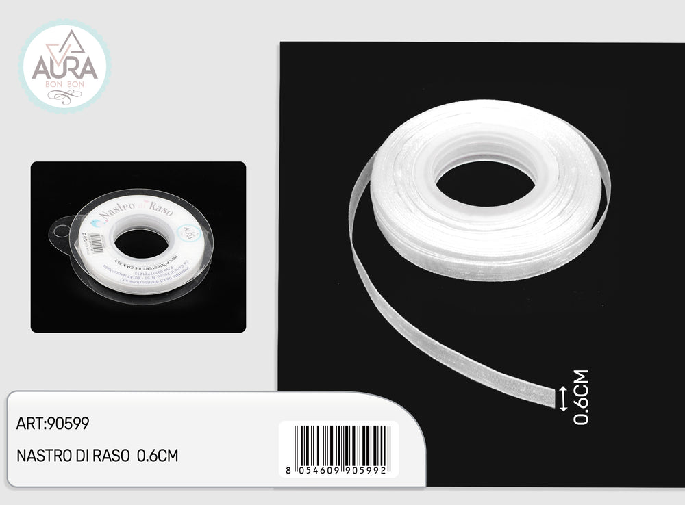nastro organza 0,6cmx25y bianco
