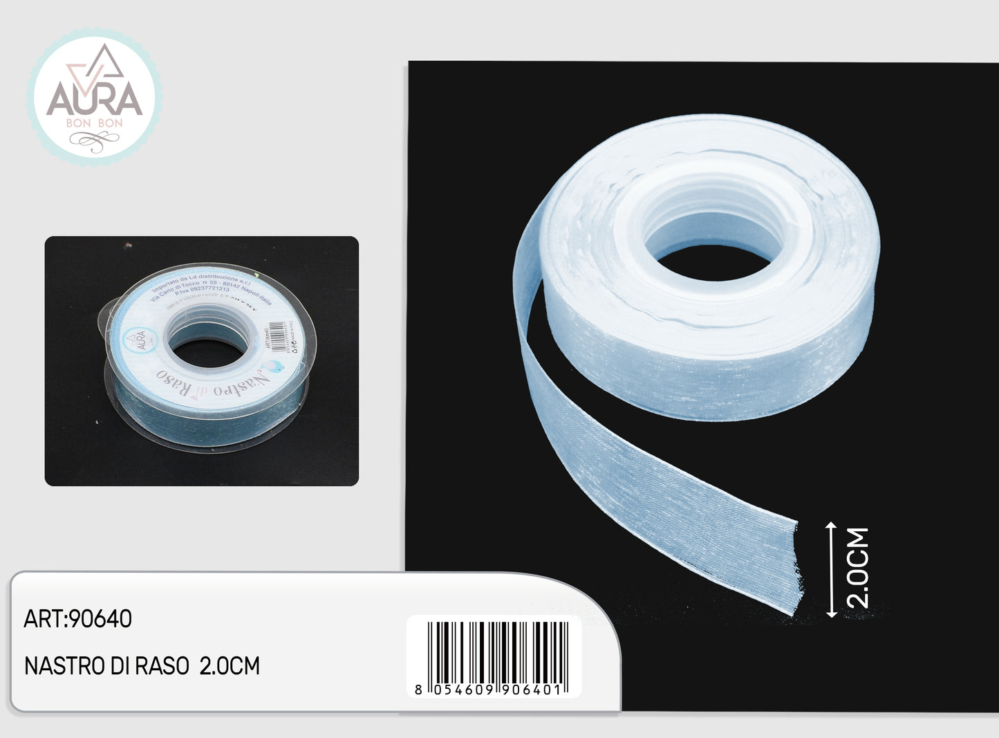 nastro organza 2cmx25y celeste