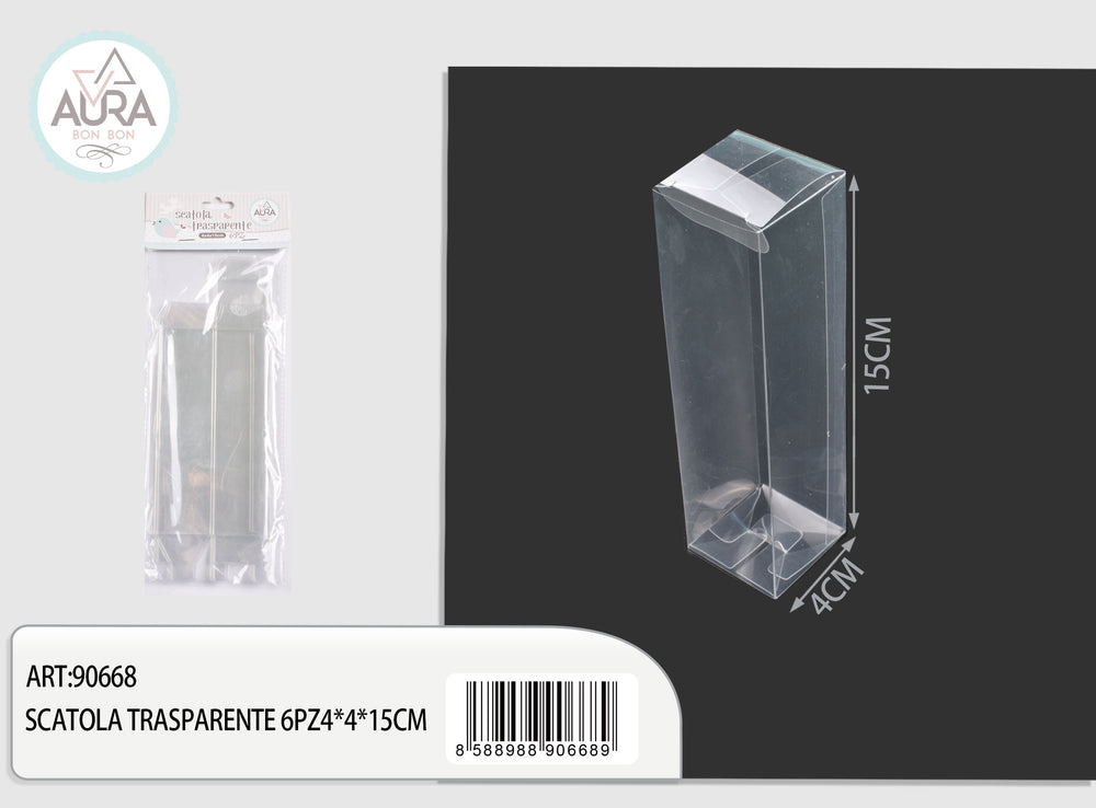 scatola trasparente 6pz 4x4x15cm