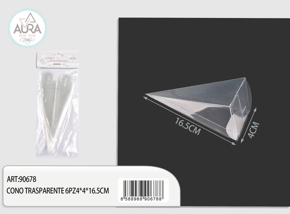 transparent cone 6pcs 4x4x16.5cm
