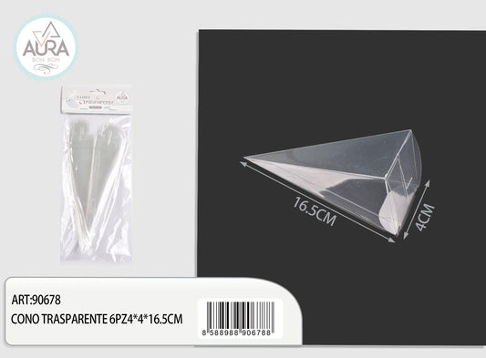 transparent cone 6pcs 4x4x16.5cm