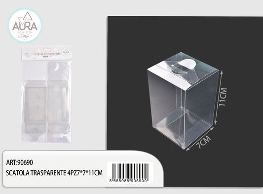 transparent box 4pcs 7x7x11cm