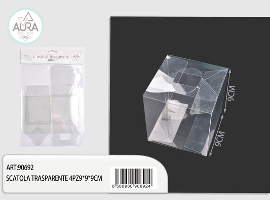 transparent box 4pcs 9x9x9cm