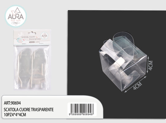 Transparent heart box 10pcs 4x4x4cm