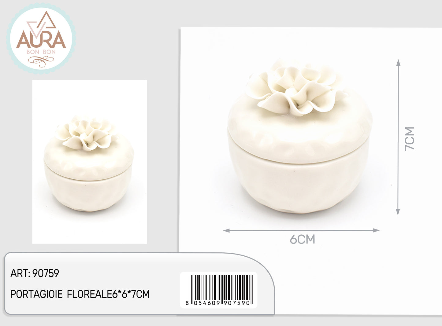Portagioie floreale 6x6x7cm